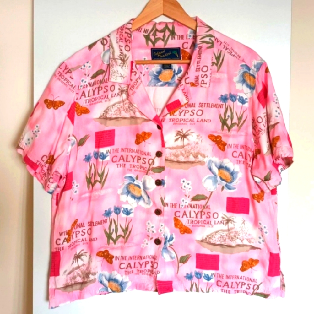 Island Traders Pink Hawaiian Style Shirt Size XL - Picture 1 of 4